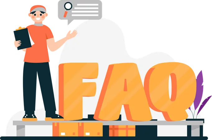 The Illustrated Delivery Service Faq Is Great To Use In Marketing Materials Websites Presentations And Promotional Campaigns To Highlight Their Expertise And Attract Customers Looking For Efficient And Smooth Delivery Solutions Illustration