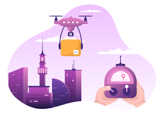 Shipping service using drone  Illustration