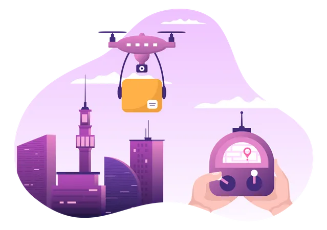 Shipping service using drone  Illustration