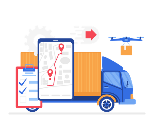 Shipping tracking device  Illustration
