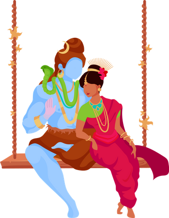 Shiva e Parvati  Ilustração