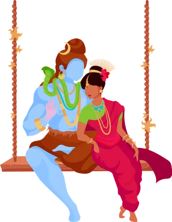 Shiva e Parvati  Ilustração