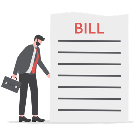 Shocked Businessman For Bill Expenses And Financial Problem Debt  Illustration