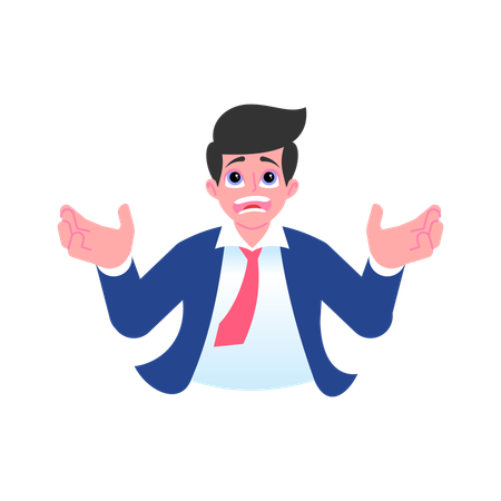 Shocked businessman spread his arms to side  Illustration