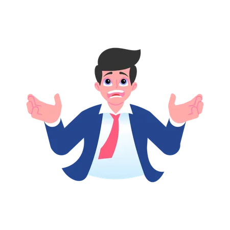 Shocked businessman spread his arms to side  Illustration