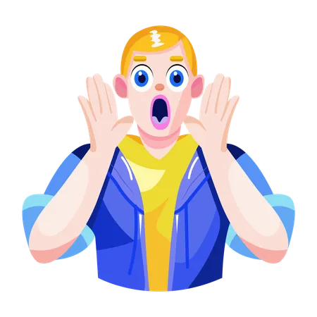 Shocked character with wide eyes  Illustration