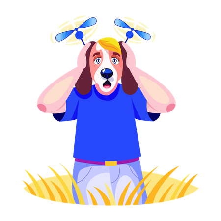 Shocked dog character  Illustration