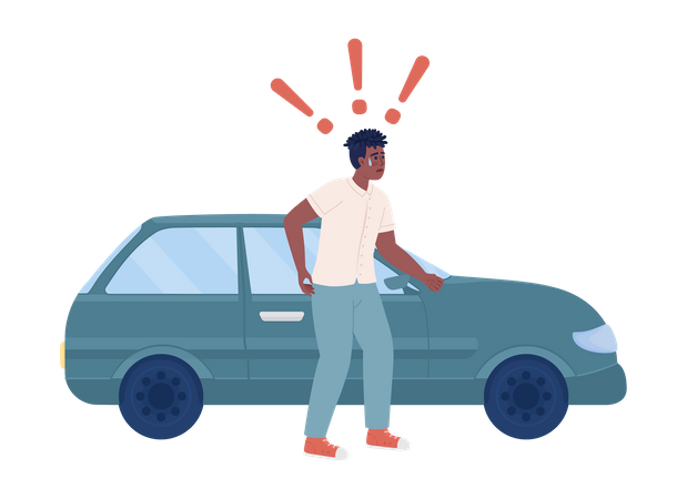 Shocked driver standing near car  Illustration