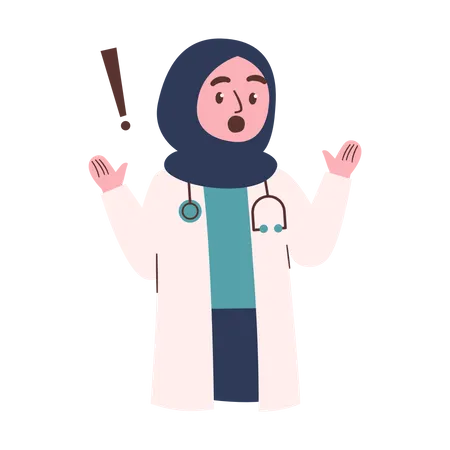 Shocked Female Doctor  Illustration