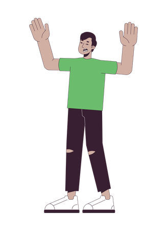 Shocked frustratedman holding hands up  Illustration