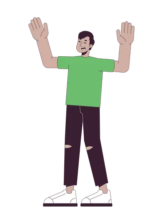 Shocked frustratedman holding hands up  Illustration