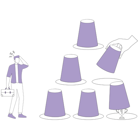 Shocked man did not find a winners cup  Illustration