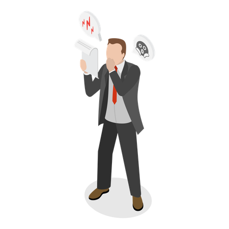 Shocked Man Holding Document  Illustration