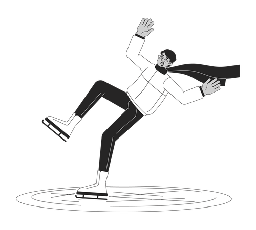 Shocked man on skates falls  Illustration