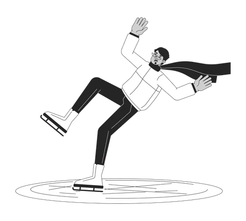 Shocked man on skates falls  Illustration