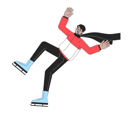 Shocked man on skates falls  Illustration