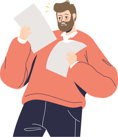 Shocked man reading paper Illustration