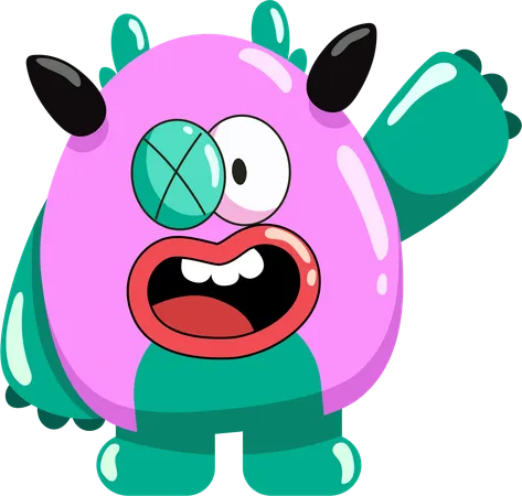 Capture Attention With This Pink And Green Monster Looking Surprised With Its Mouth Wide Open A Perfect Character To Evoke Fun And Surprise In Various Media Illustration