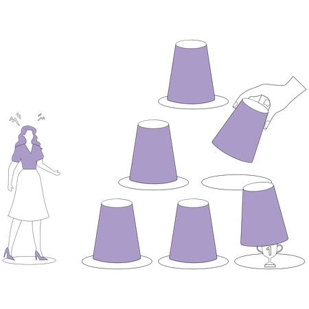 Shocked woman did not find a winners cup  Illustration