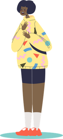 Shocked young woman looking scared  イラスト