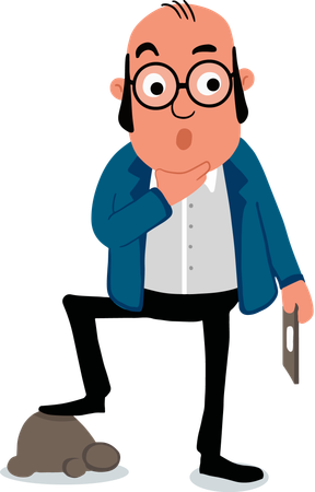 Shocking old businessman with in blue suit  Illustration