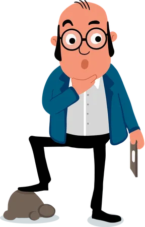 Shocking old businessman with in blue suit  Illustration