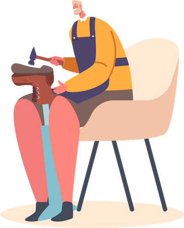 Shoemaker Repair Footwear Illustration