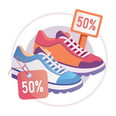 Shoes on fifty percent discount  Illustration