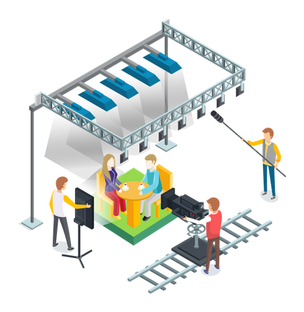 Shooting scene of a couple on a date  Illustration