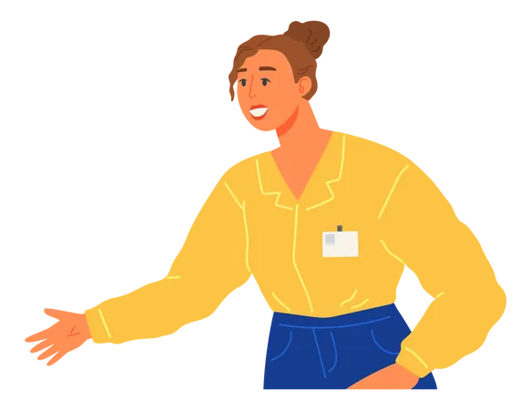 Shop assistant talking to someone Illustration