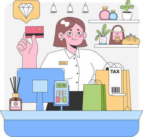 Shop cash counter  Illustration