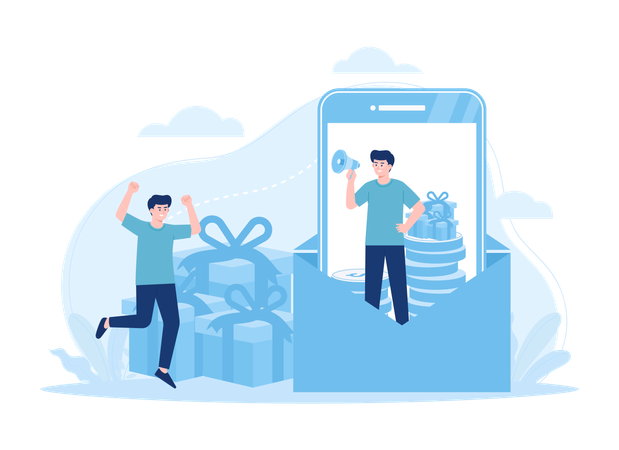 Shop giveaway, marketing strategy  Illustration