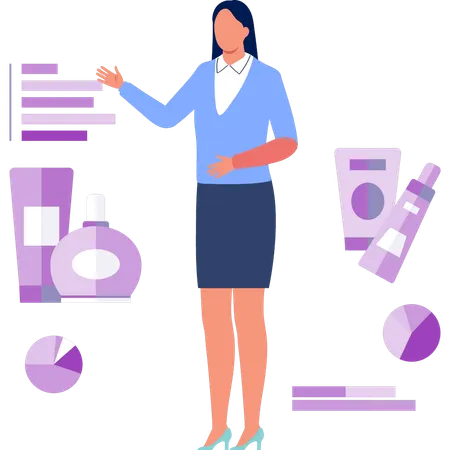 Shop lady determining quality of perfume  Illustration