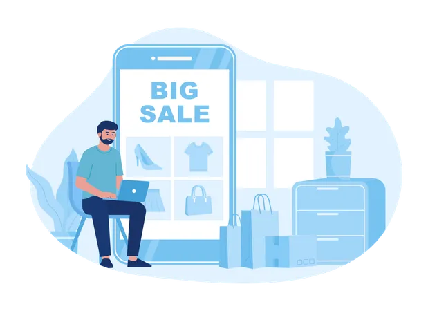 Shop online from home  Illustration
