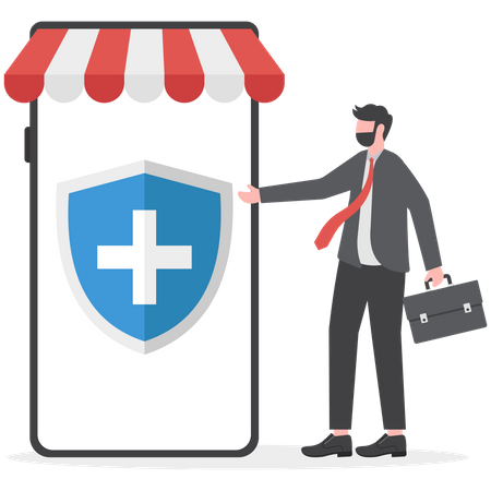 Shop online store banking security  Illustration