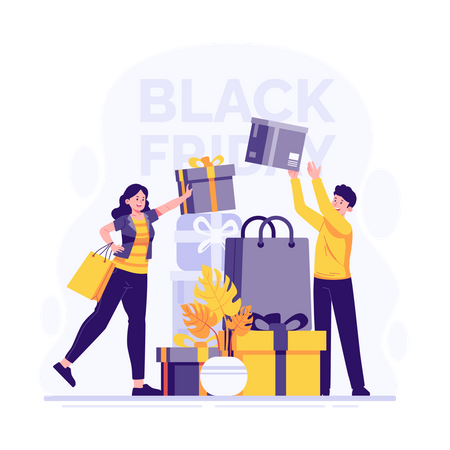 Shop with discounts on black friday  Illustration