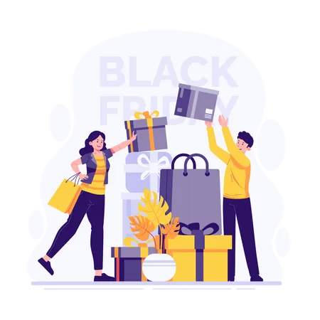 Shop With Discounts On Black Friday Illustration Illustration