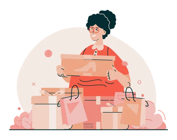 Shopaholic woman Illustration