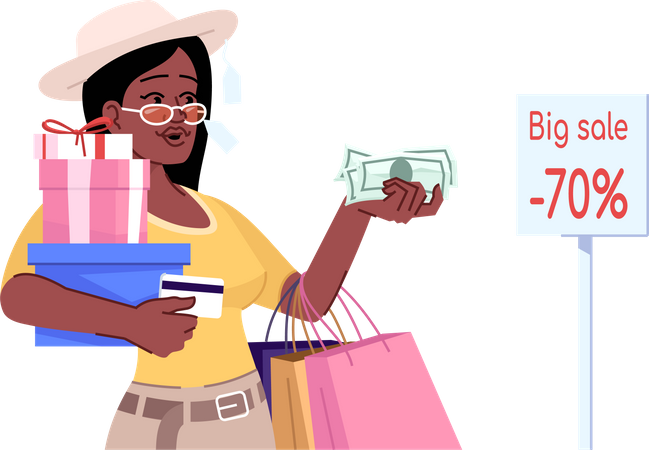 Shopaholic woman Illustration