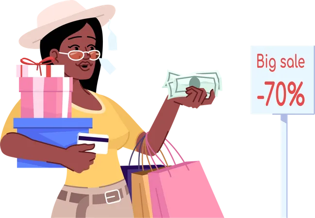 Shopaholic woman  Illustration