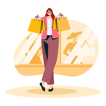 Shopaholic Woman  Illustration