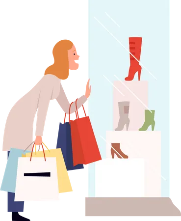 Shopaholic woman  Illustration