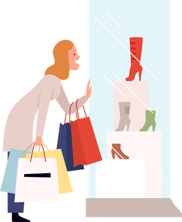 Shopaholic woman  Illustration