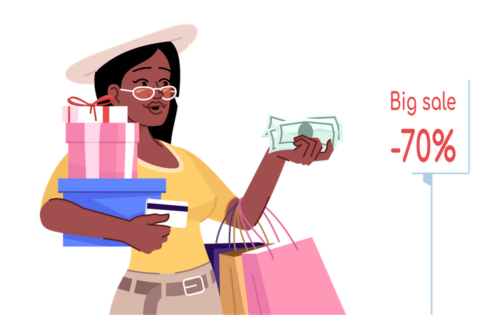 Shopaholic Woman  Illustration