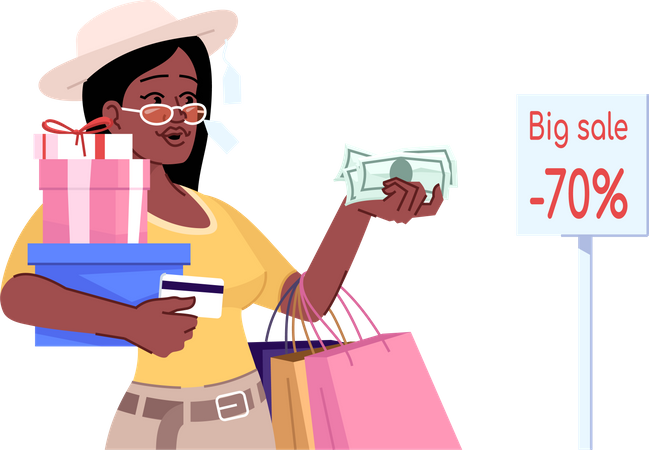 Shopaholic woman  Illustration