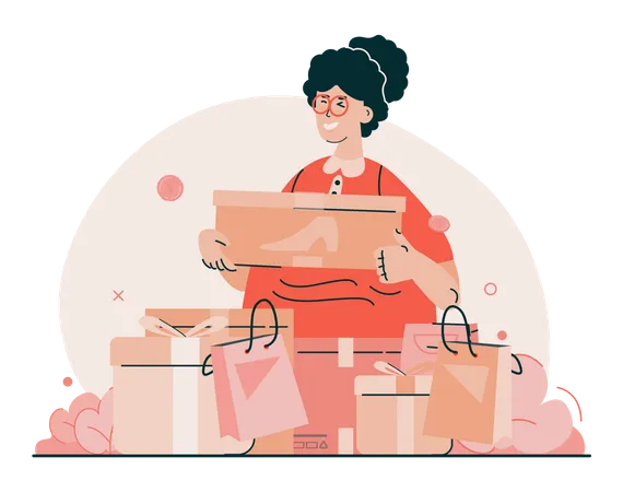 Shopaholic woman  Illustration