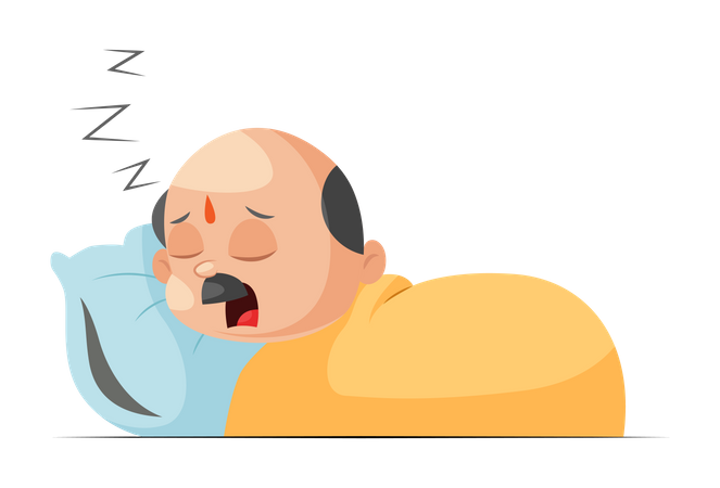 Shopkeeper is sleeping  Illustration