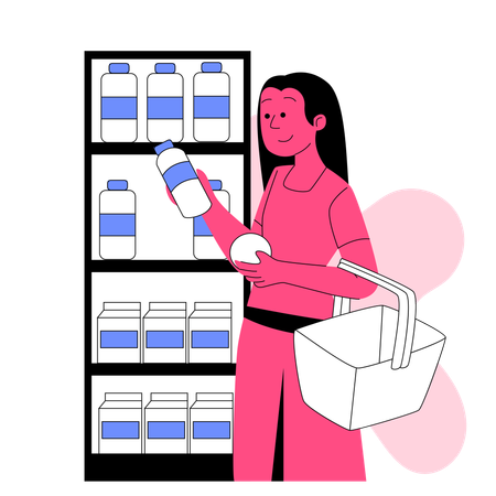 Shopper Choosing Products in Store  Illustration