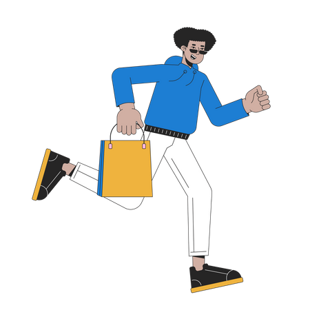 Shopper male running with boutique bag  Illustration