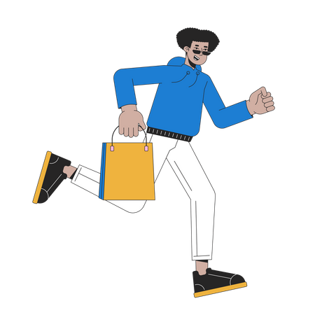 Shopper male running with boutique bag  Illustration